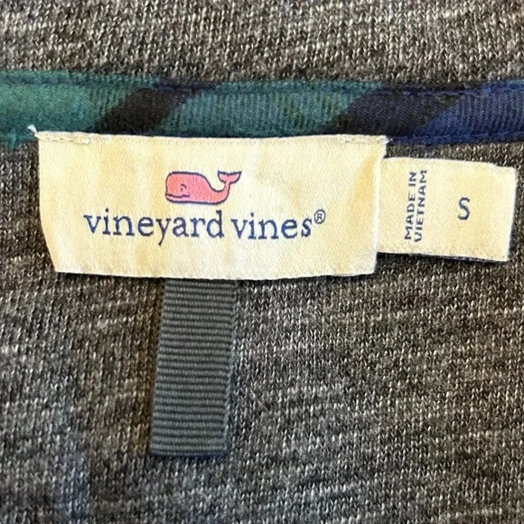 Vineyard Vines Shep Shirt Gray & Plaid 1/4 Zip Collared Pullover Warm Comfort - Picture 9 of 11